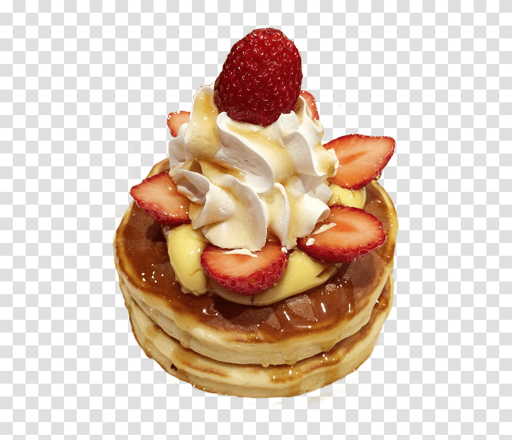 Pancakes Food And Strawberry Image Strawberry Pancakes, Bread, Burger, Cream, Dessert Transparent Png