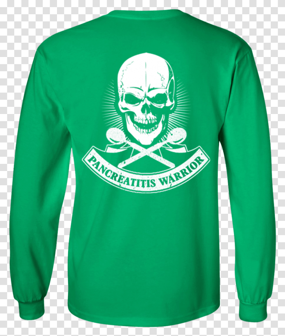Pancreatitis Warrior Skull Long Sleeve Unisex T Shirt T Shirt, Apparel, Hoodie, Sweatshirt Transparent Png