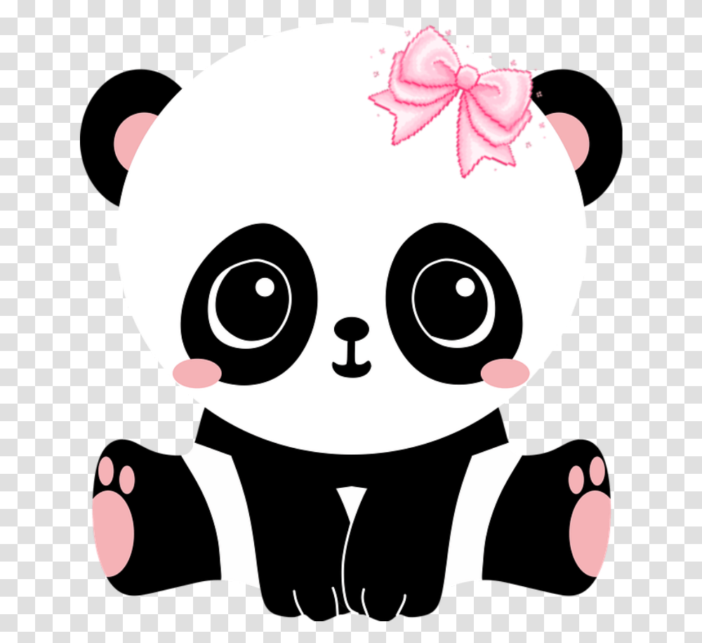 Panda Baby Cute Animal Pink Blackandwhite Panda Baby Cute Cartoon, Face, Drawing, Stencil Transparent Png