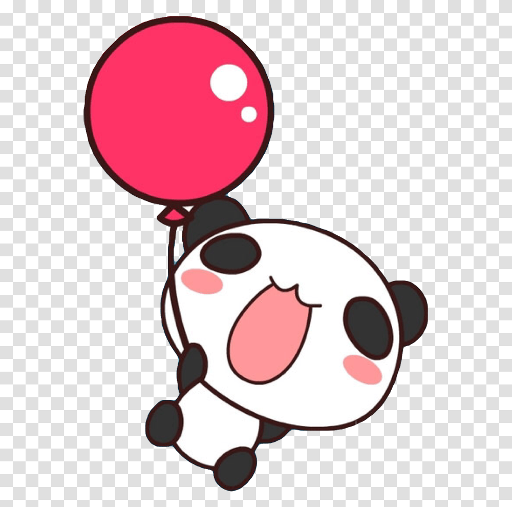 Panda Black White Kawaii Cute Red Balloon Bear Kawaii Panda Clipart Black And White, Outdoors Transparent Png