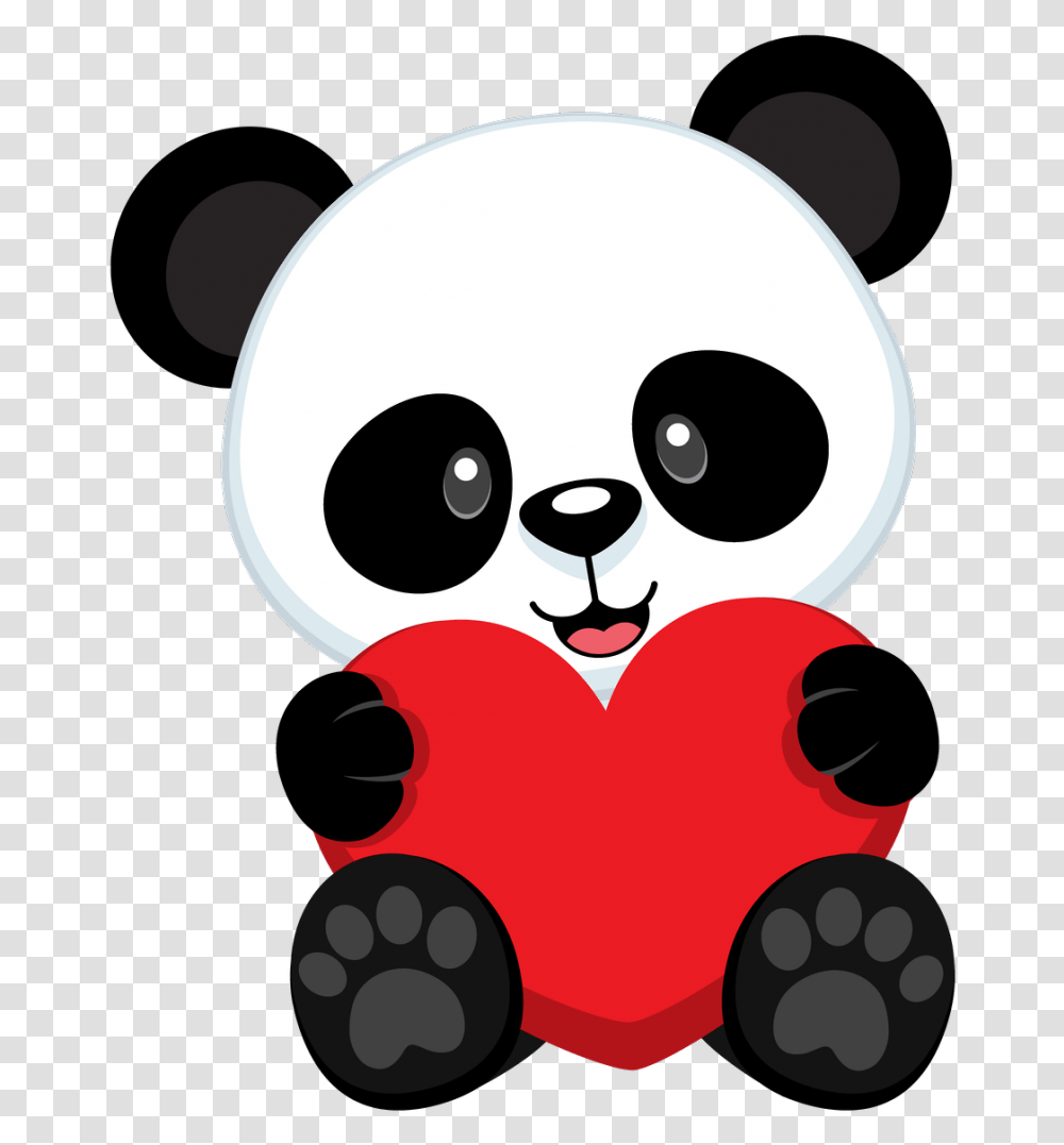 Panda Cartoon Oso Panda Con Corazon, Face, Stencil, Mustache Transparent Png