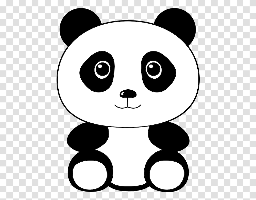 Panda Cute Animals Free Image On Pixabay Panda Cartoon Black And White, Stencil, Alien, Silhouette, Toy Transparent Png