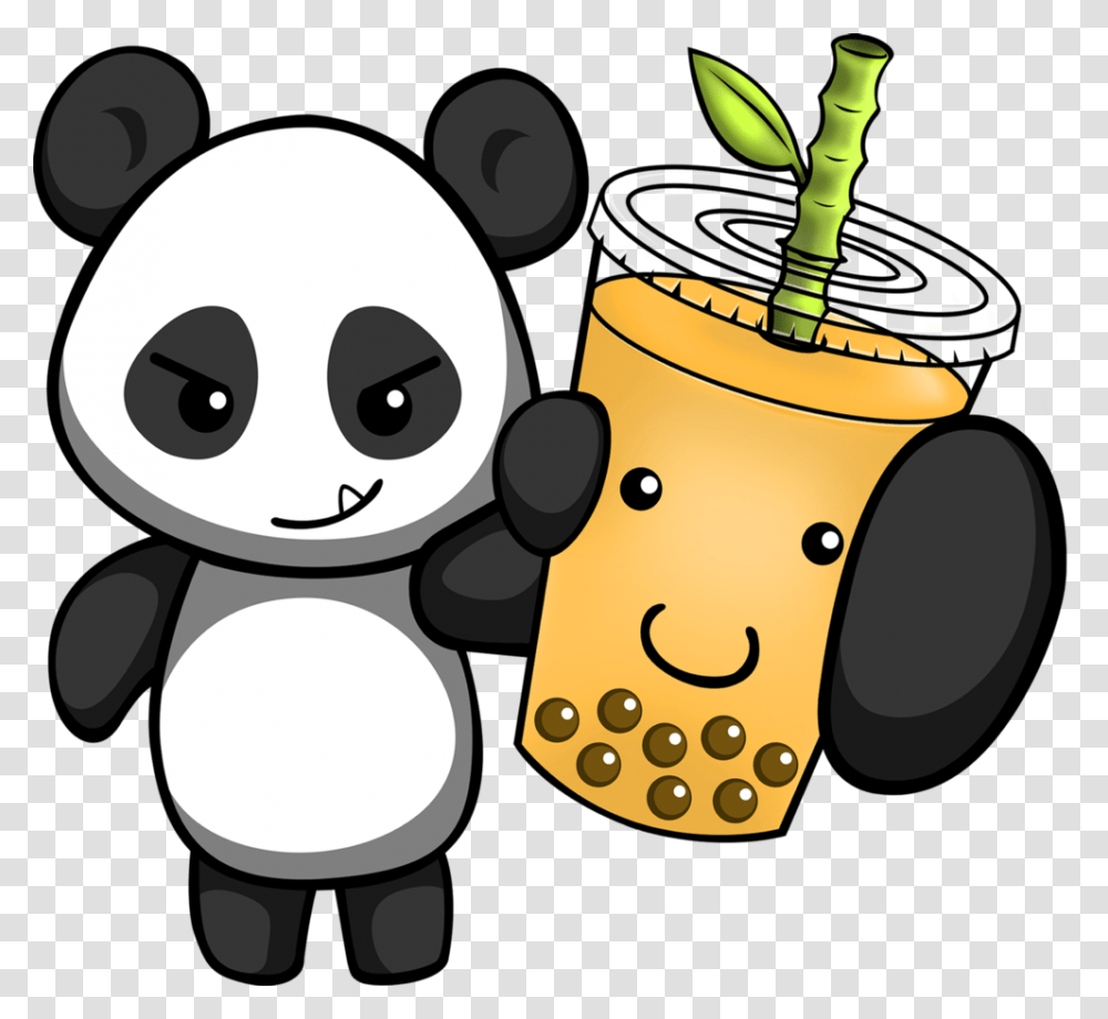 Panda Drinking Milk Tea, Plant, Beverage, Bottle, Juice Transparent Png