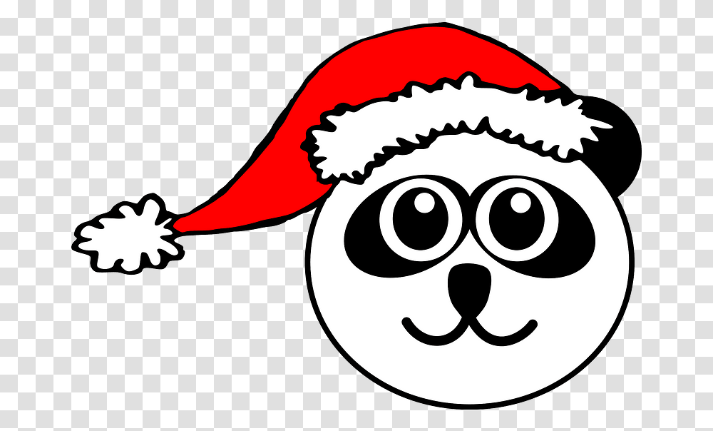 Panda Face With Santa Hat Clipart Christmas Cat Face Emoji, Stencil, Label, Text, Logo Transparent Png