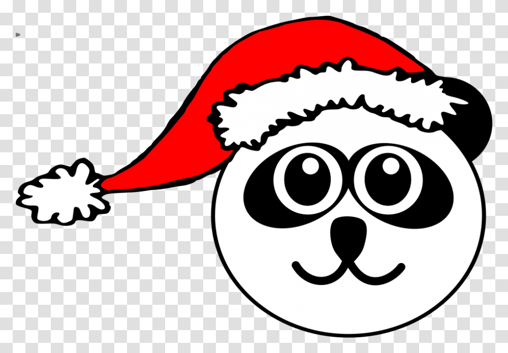 Panda Face With Santa Hat Clipart Santa Heads Coloring Pages, Stencil, Logo, Trademark Transparent Png