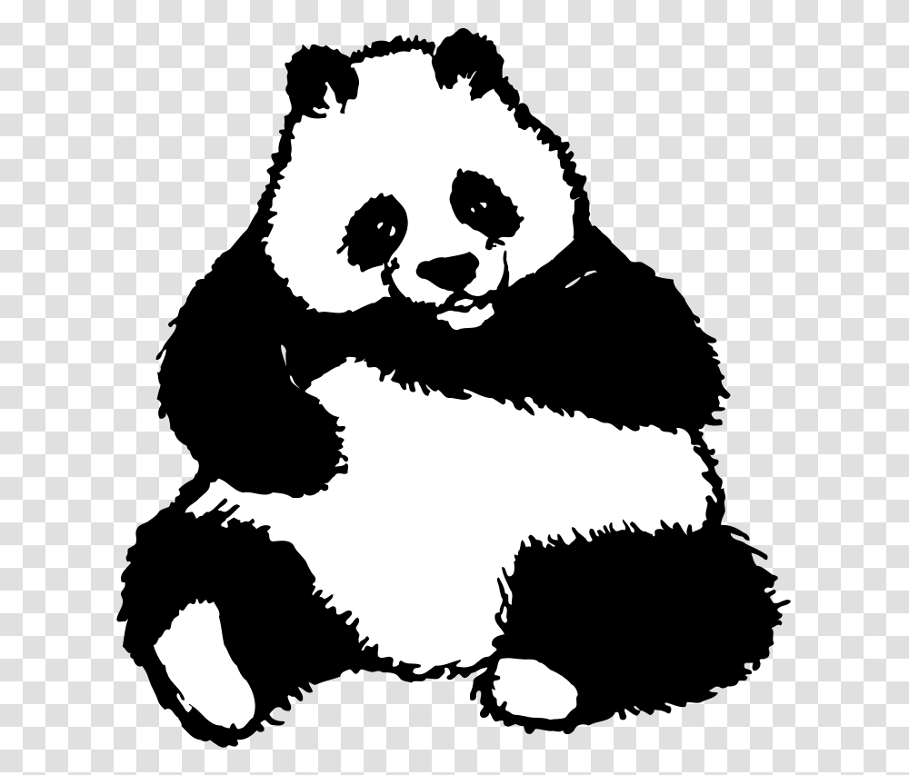 Panda Panda Bear Clipart Black And White, Stencil, Bird, Animal, Mammal Transparent Png