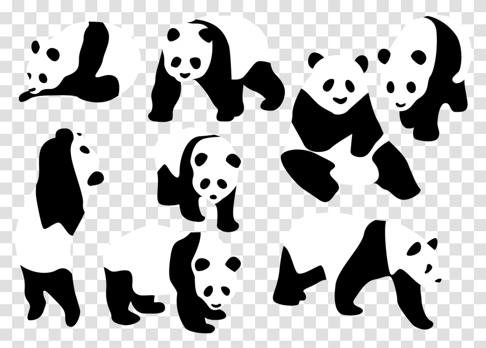 Panda Silhouette Panda Silhouette, Stencil, Giant Panda, Bear, Wildlife Transparent Png