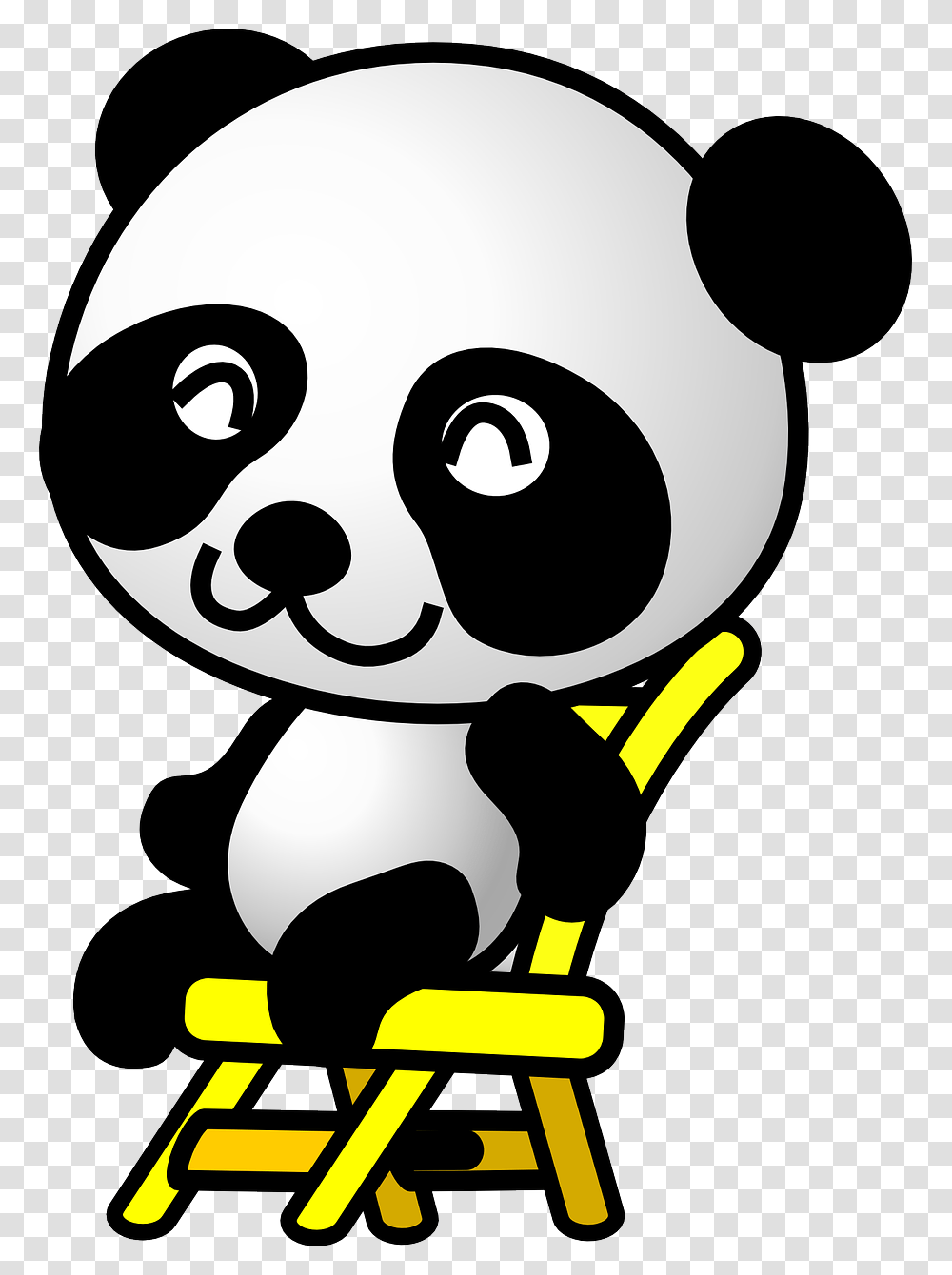 Panda Sitting On Chair, Stencil, Face, Photography Transparent Png