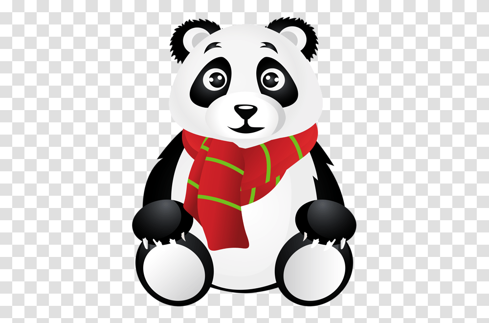 Panda With Scarf Clip, Animal, Mammal, Plant Transparent Png