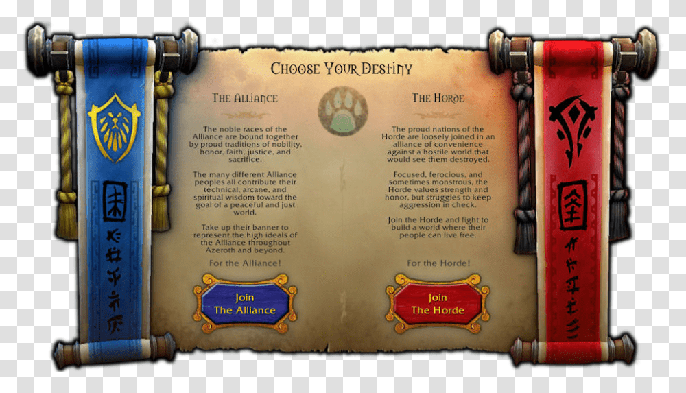 Pandaren Choose Your Destiny, Menu, Scroll Transparent Png