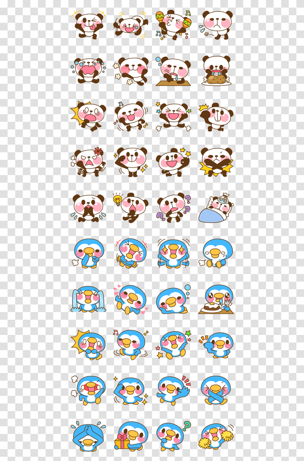 Pandas And Birds Kawaii Stickers Cute Stickers Emoji Korean Cute Stickers Printable, Label, Angry Birds, Halloween Transparent Png