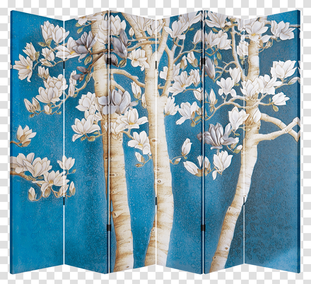 Panel Folding Screen Canvas Divider Magnolia Tree Closets Sliding Doors Stickers Transparent Png