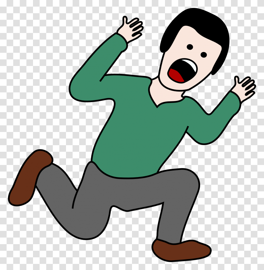Panic Man Screaming Running Person Free Image, Kneeling, Kicking, Elf Transparent Png