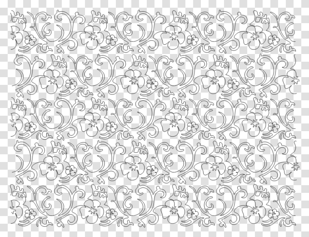 Pansy Swirl Repeat With 50 Offset Quilting Design Line Art, Gray, World Of Warcraft Transparent Png