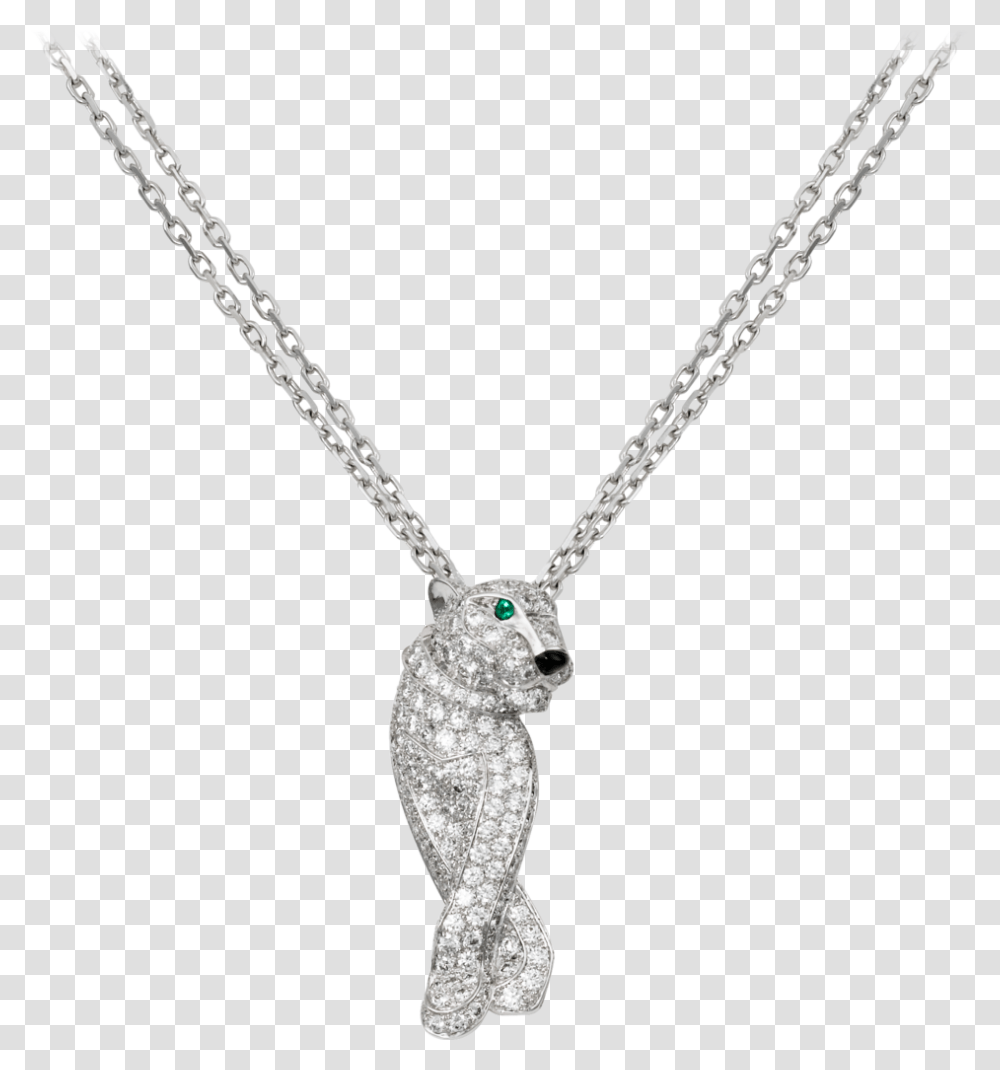 Panthre De Cartier Necklacewhite Gold Diamonds Emeralds Panthere De Cartier Pendant, Jewelry, Accessories, Accessory Transparent Png