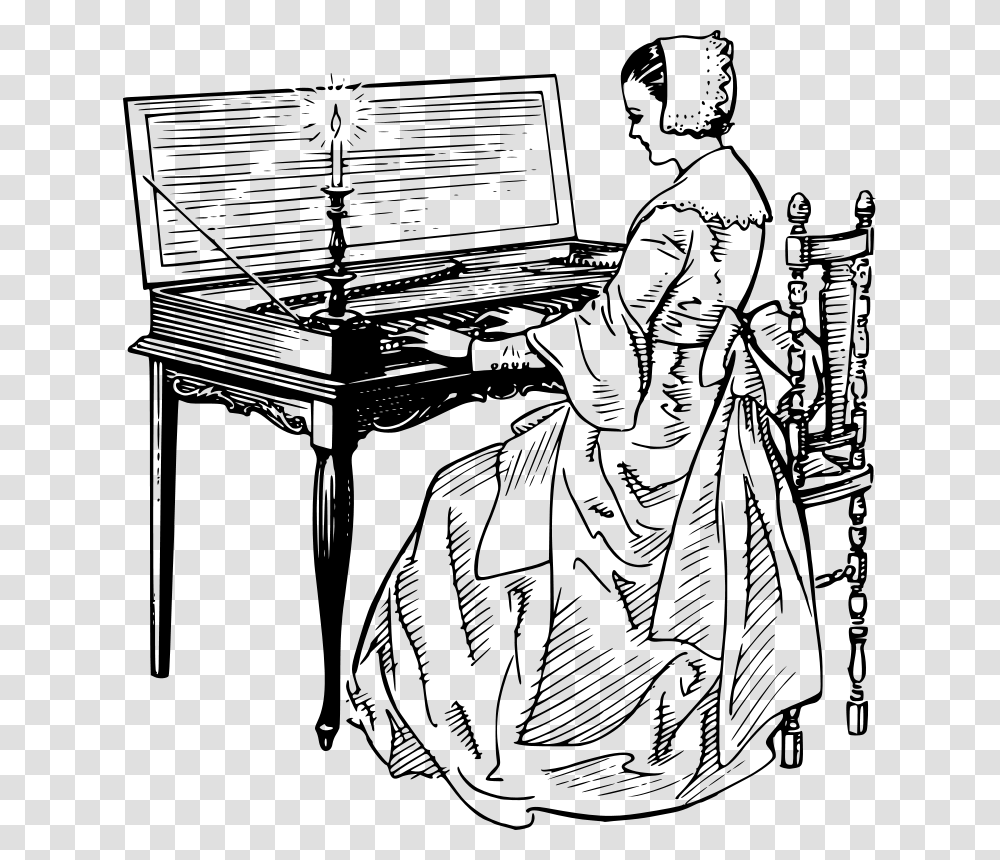 Papapishu Woman Playing A Clavichord, Music, Gray, World Of Warcraft Transparent Png