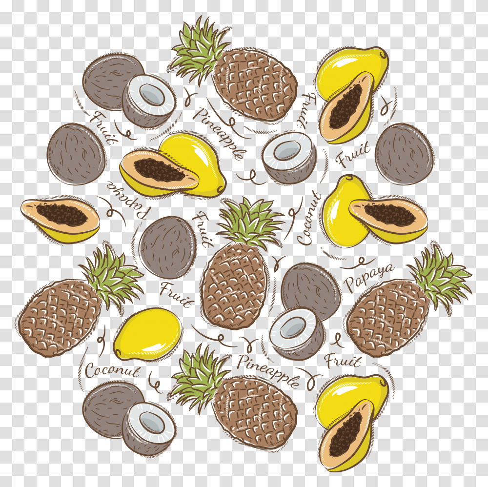 Papaya Clipart Pineapples And Coconuts Background, Plant, Food, Produce, Fruit Transparent Png