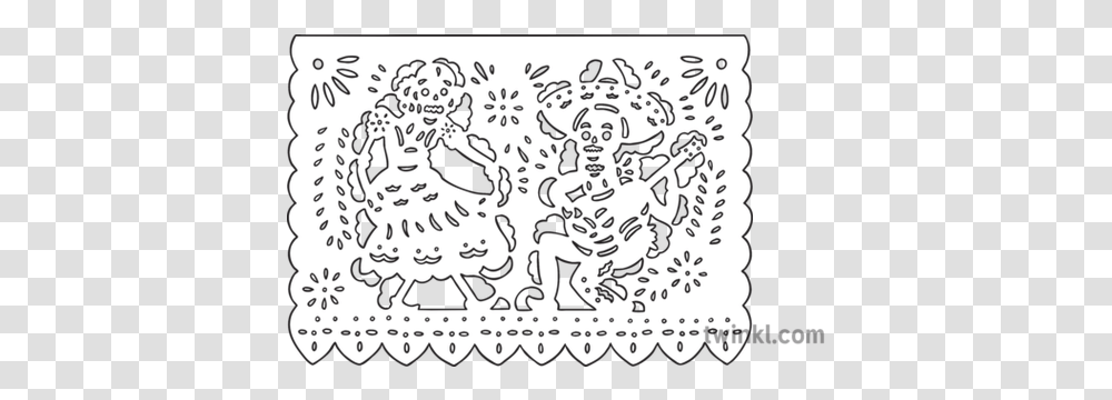 Papel Picado 3 Mexcian Paper Cuts Mexico Day Of The Dead Dia Line Art, Label, Text, Stencil, Doodle Transparent Png