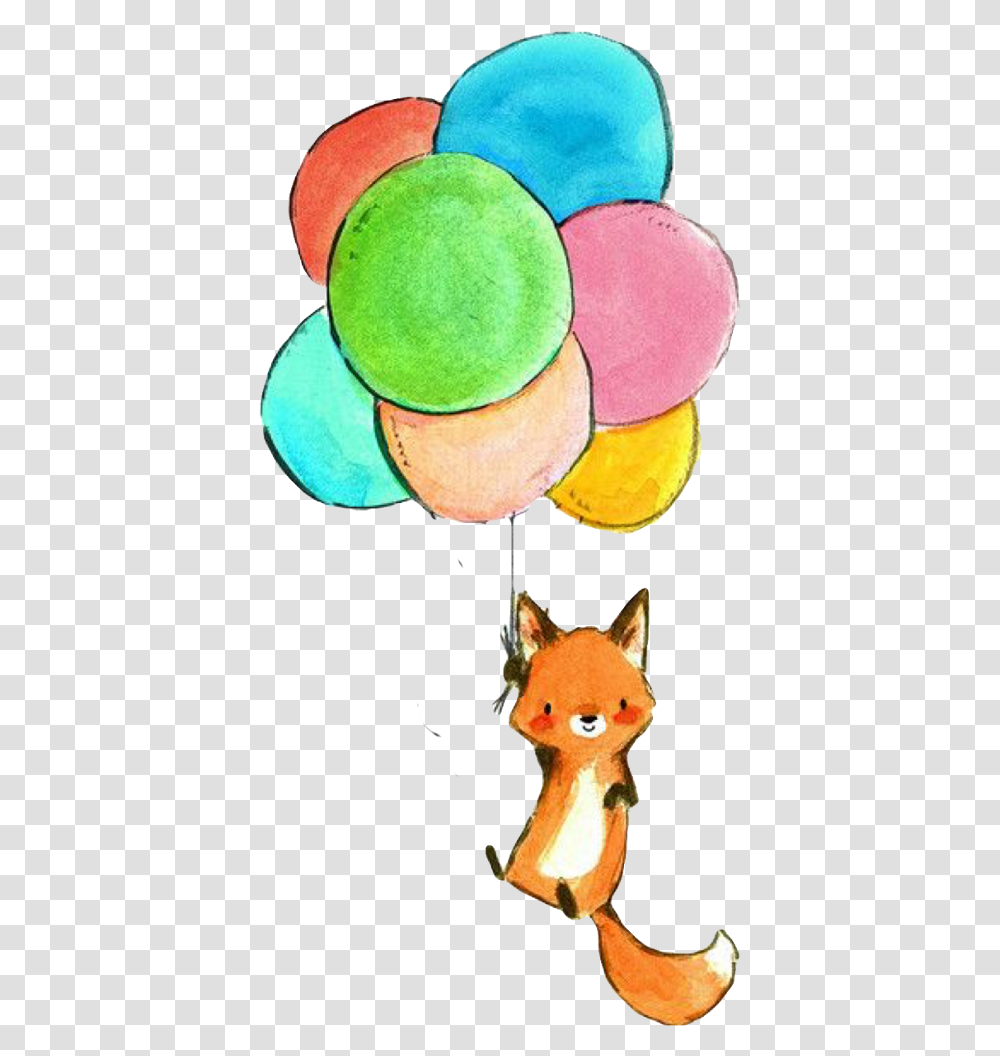 Paper Balloon Drawing Organism Baby Toys Image Baby Fox Cartoon, Tennis Ball, Sweets, Food, Confectionery Transparent Png