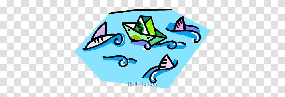 Paper Boat With Fish In The Ocean Royalty Free Vector Clip Art, Floral Design, Pattern, Doodle Transparent Png