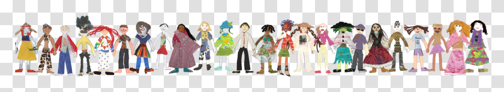 Paper Dolls Holding Hands, Person, Crowd, Costume Transparent Png