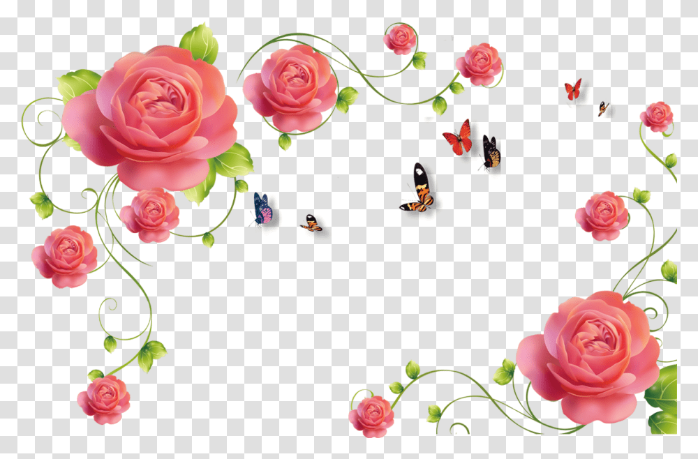 Paper Flower Garden Roses Pink Wall Pattern Flower Real Flowers Hd, Graphics, Art, Floral Design, Plant Transparent Png