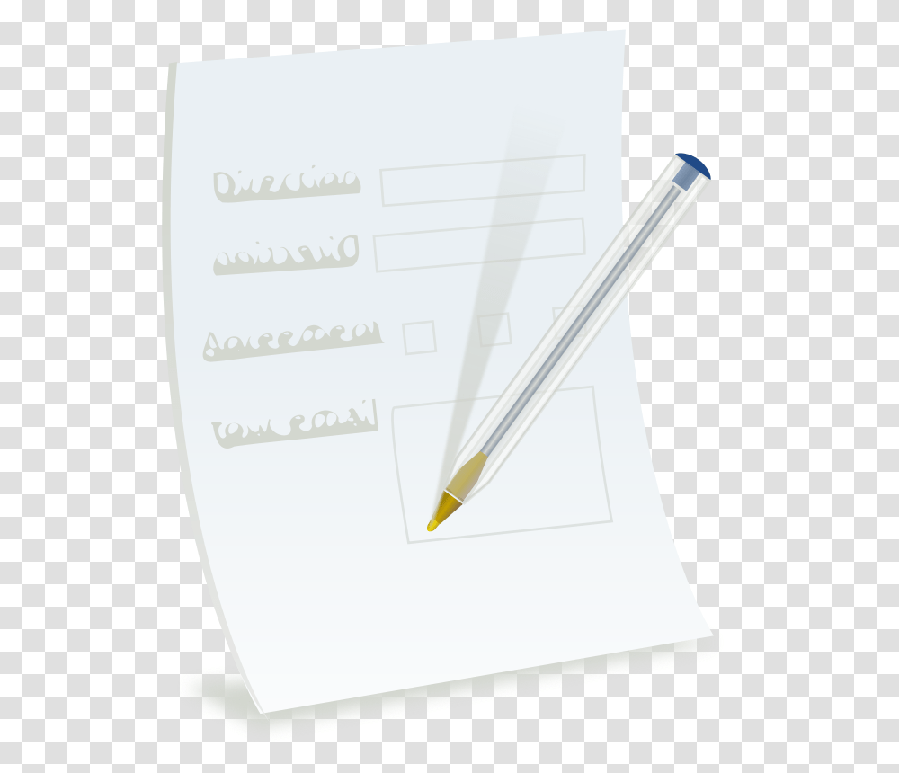 Paper Form With Ballpoint, Education, Document, Page Transparent Png