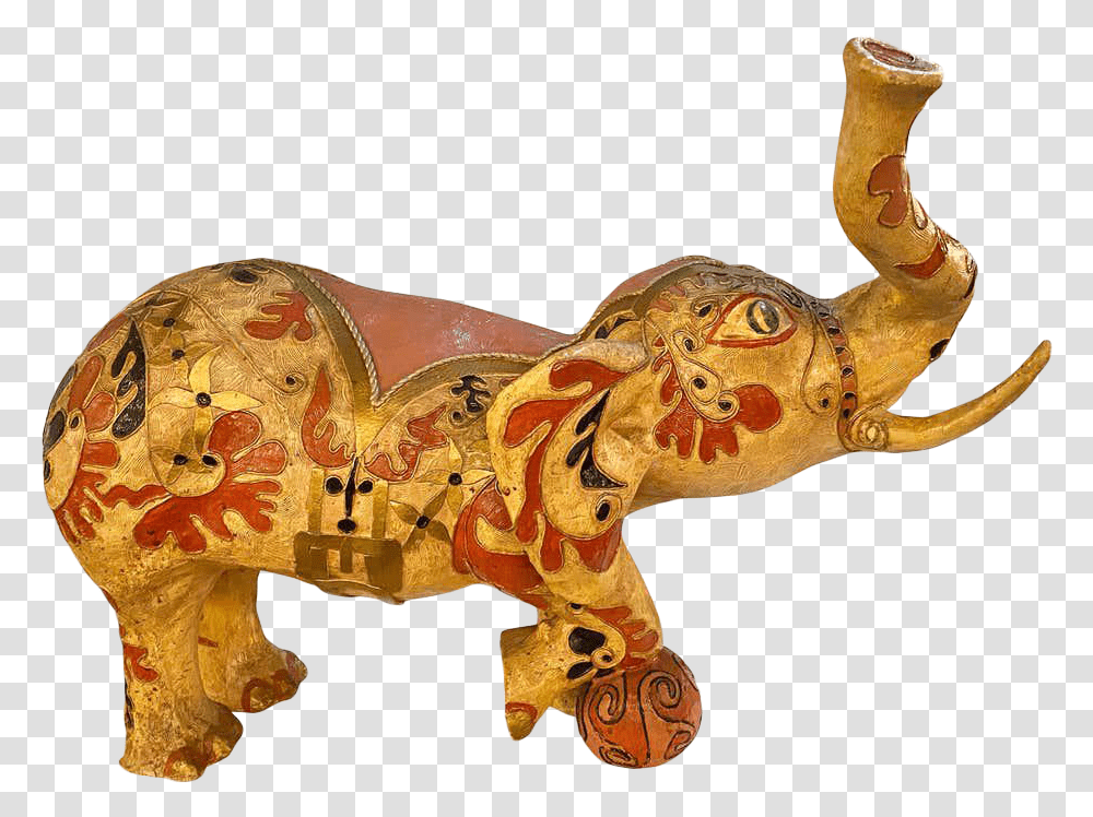 Paper Mch Hand Painted Circus Elephant With Ball Decorative, Dinosaur, Reptile, Animal, Art Transparent Png