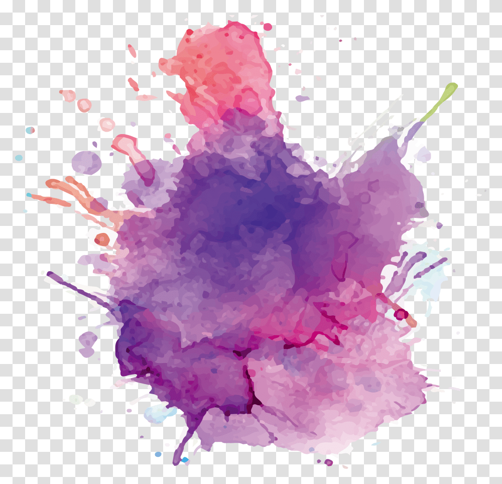 Paper Watercolor Painting Ink Purple Ink Watercolor, Floral Design, Pattern Transparent Png