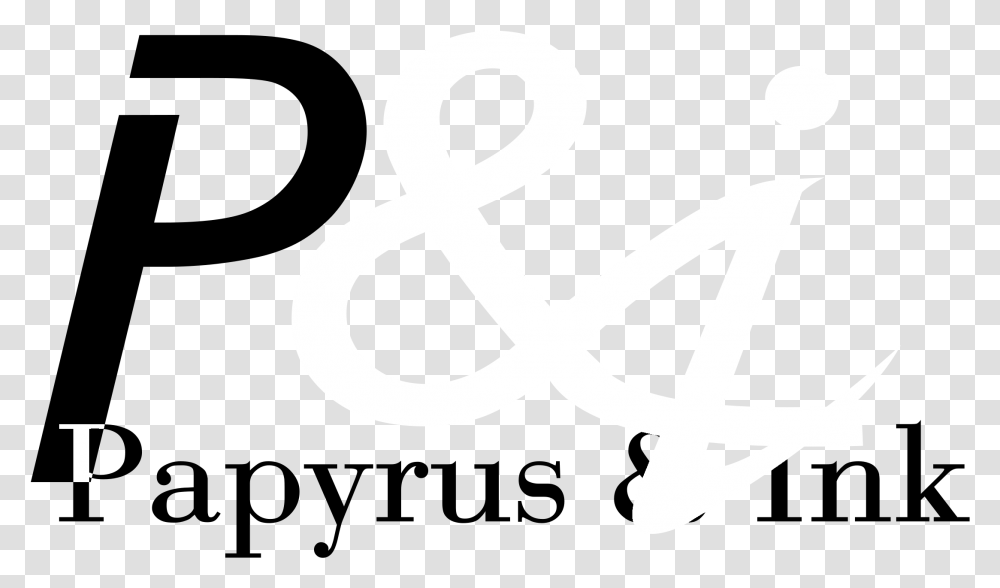 Papyrus Amp Ink Logo Black And White Calligraphy, Alphabet, Ampersand Transparent Png