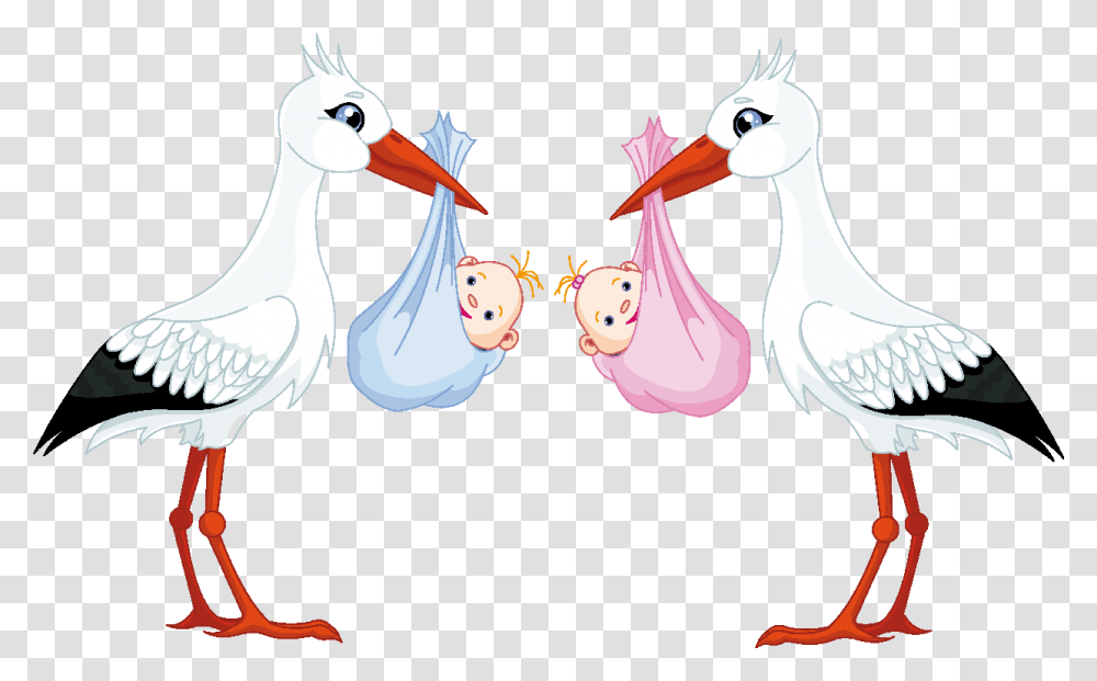 Para Baby Shower Twins Boy And Girl Clipart, Bird, Animal, Beak, Albatross Transparent Png