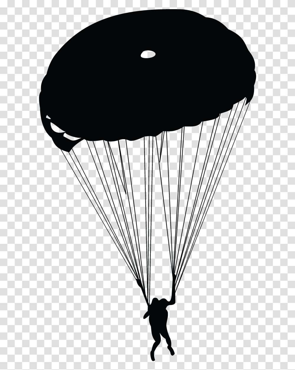 Parachute Silhouette Parachuting Black In White Parachute, Lamp Transparent Png