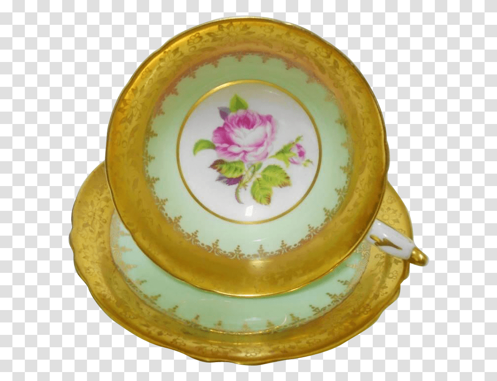 Paragon Fancy Gold Etch Border Pink Rose Center Tea Rosa Dumalis, Porcelain, Pottery, Saucer Transparent Png