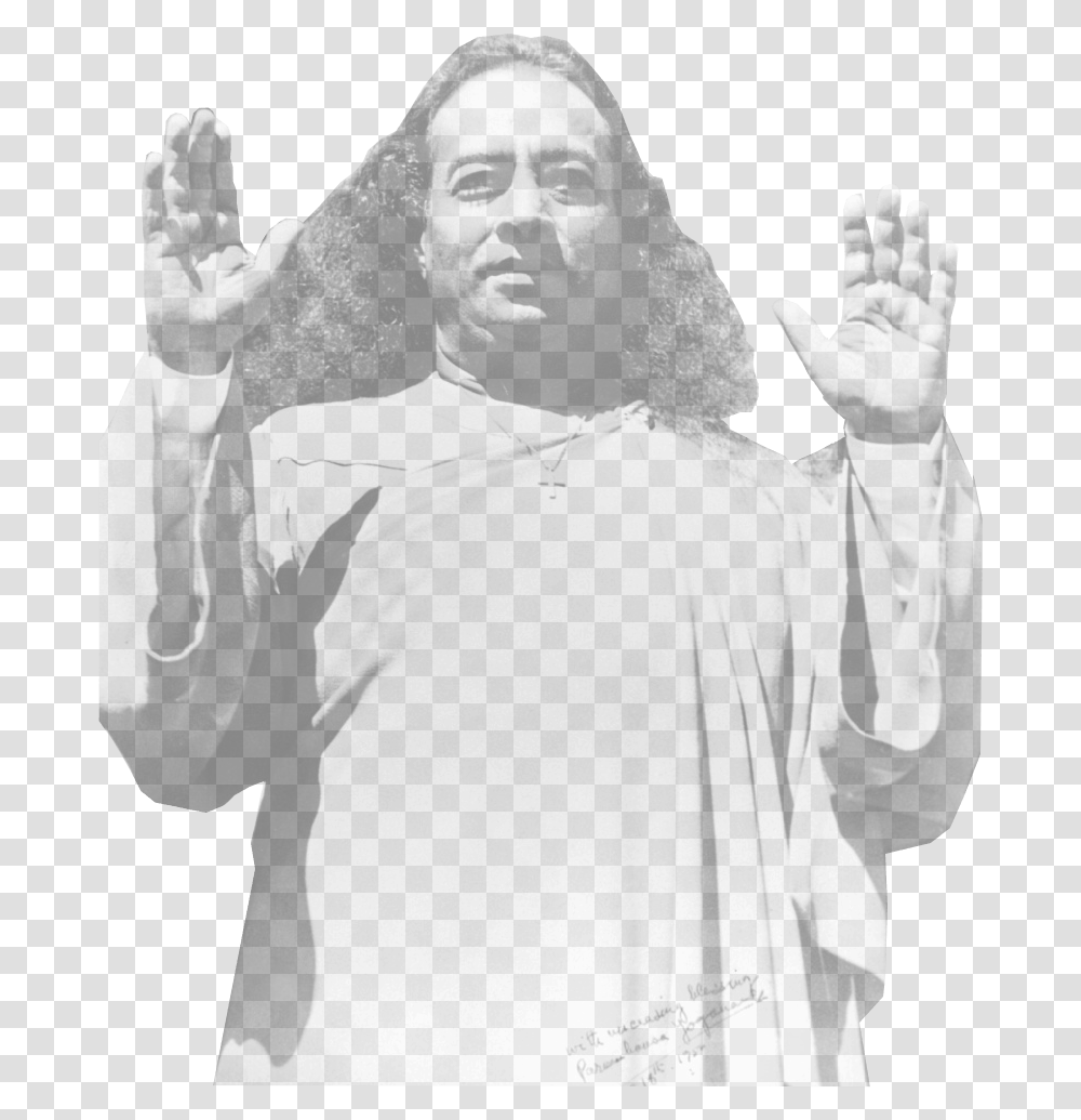 Paramhansa Yogananda In Blessing, Person, Finger, Sleeve Transparent Png