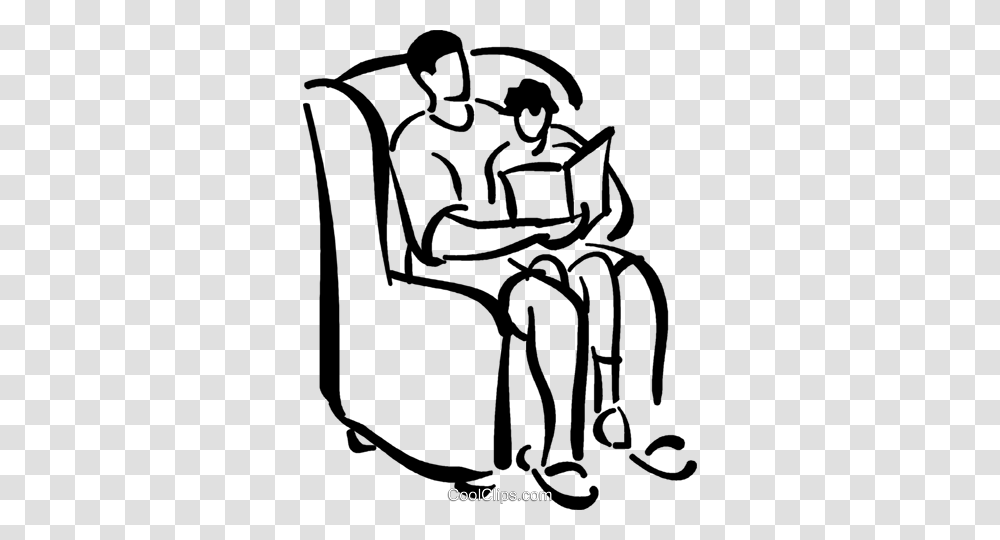 Parent Reading To Child Royalty Free Vector Clip Art Illustration, Painting, Stencil, Doodle Transparent Png