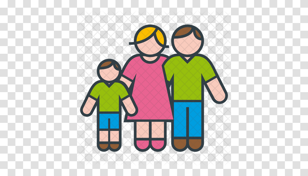 Parents And Son Icon Of Colored Outline House With Family Icon Colored, People, Person, Human, Hand Transparent Png