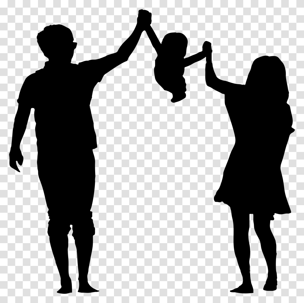 Parents With Child Silhouette Parents And Child Silhouette, Gray, World Of Warcraft Transparent Png