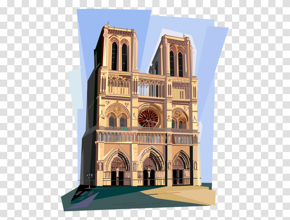 Paris Clipart Notre Dame De Paris Vector, Architecture, Building, Cathedral, Church Transparent Png