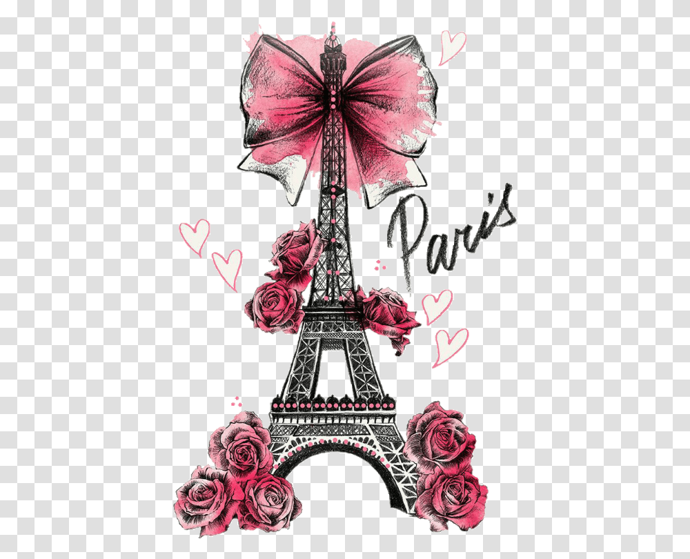 Paris Clipart Pink Eiffel Tower Drawing, Advertisement, Poster, Collage Transparent Png