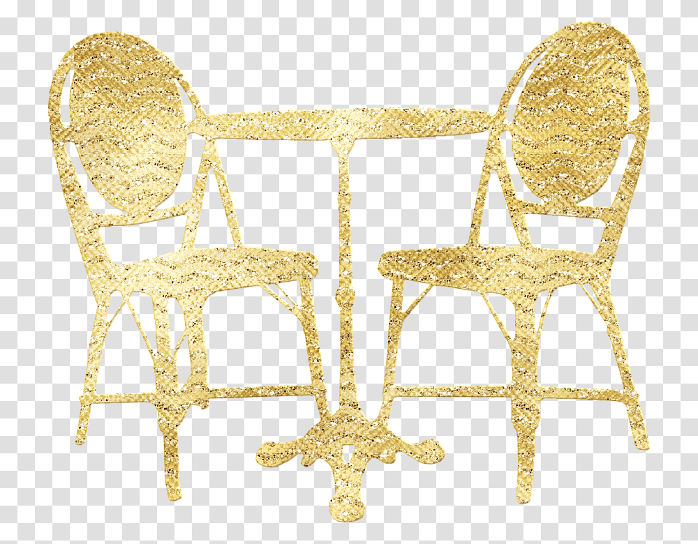 Paris French Caf Table And Chairs Gold Foil Chair, Furniture, Rug, Armchair, Carriage Transparent Png