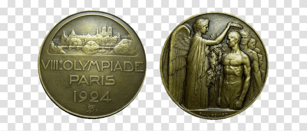 Paris Summer Olympics Participation Medal Paris 1924 Olympics Medal, Coin, Money, Painting, Person Transparent Png