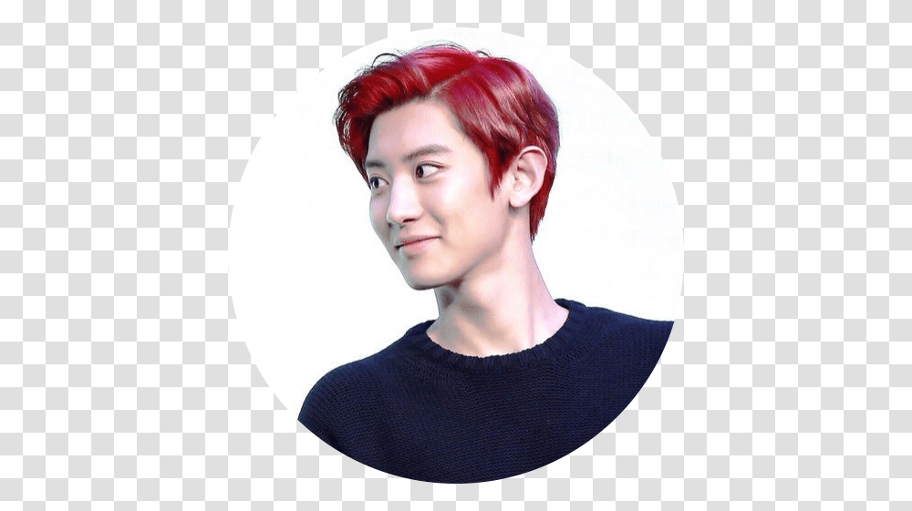 Park Chanyeol Sticker Red Hair, Face, Person, Human, Head Transparent Png