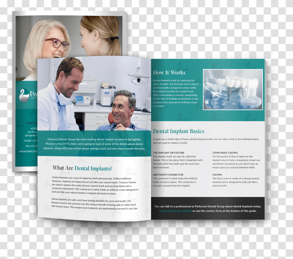 Parkcrest Dental Implant Guide Flyer, Poster, Advertisement, Paper, Brochure Transparent Png