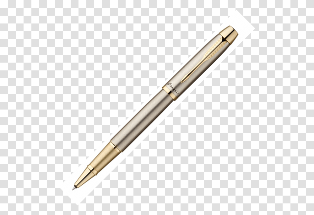 Parker Im Stainless Steel Brushed Gold Trim Rollerball Pen Parker Im Brushed Metal Gt, Fountain Pen Transparent Png