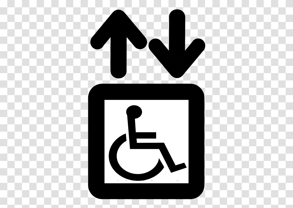 Parking For Wheelchair People Clip Art Library Elevator, Symbol, Sign, Road Sign, Cross Transparent Png