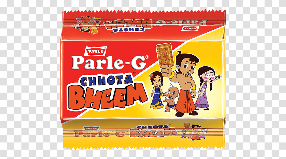 Parle G Chhota Bheem Biscuit, Label, Food, Person Transparent Png