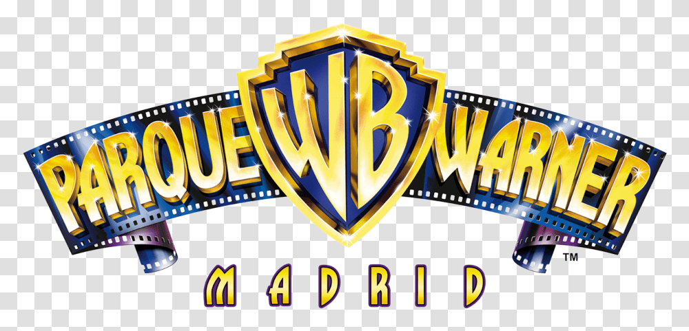 Parque Warner Madrid Graphics, Logo, Symbol, Trademark, Flyer Transparent Png