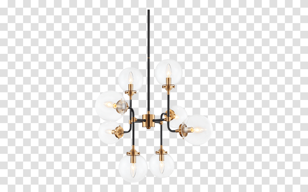 Particle Aged Gold Brass With Black Rod 8 Light Chandelier Vertical, Lamp, Light Fixture, Lightbulb, Lampshade Transparent Png