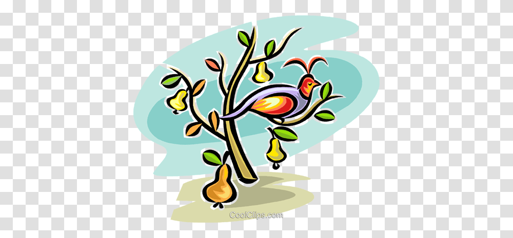 Partridge In A Pear Tree Royalty Free Vector Clip Art Illustration, Floral Design, Pattern, Doodle Transparent Png