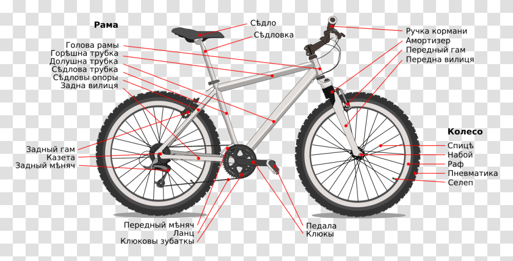 Parts Of A City Bike Hd Download Download Bicycle Diagram, Wheel, Machine, Vehicle, Transportation Transparent Png
